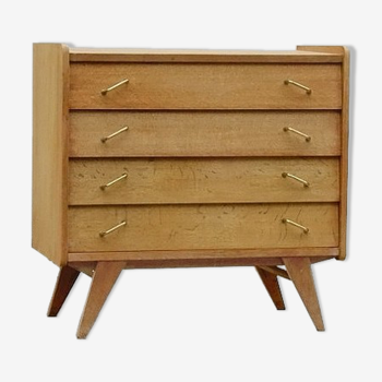 Commode vintage 1950 bois massif pieds compas