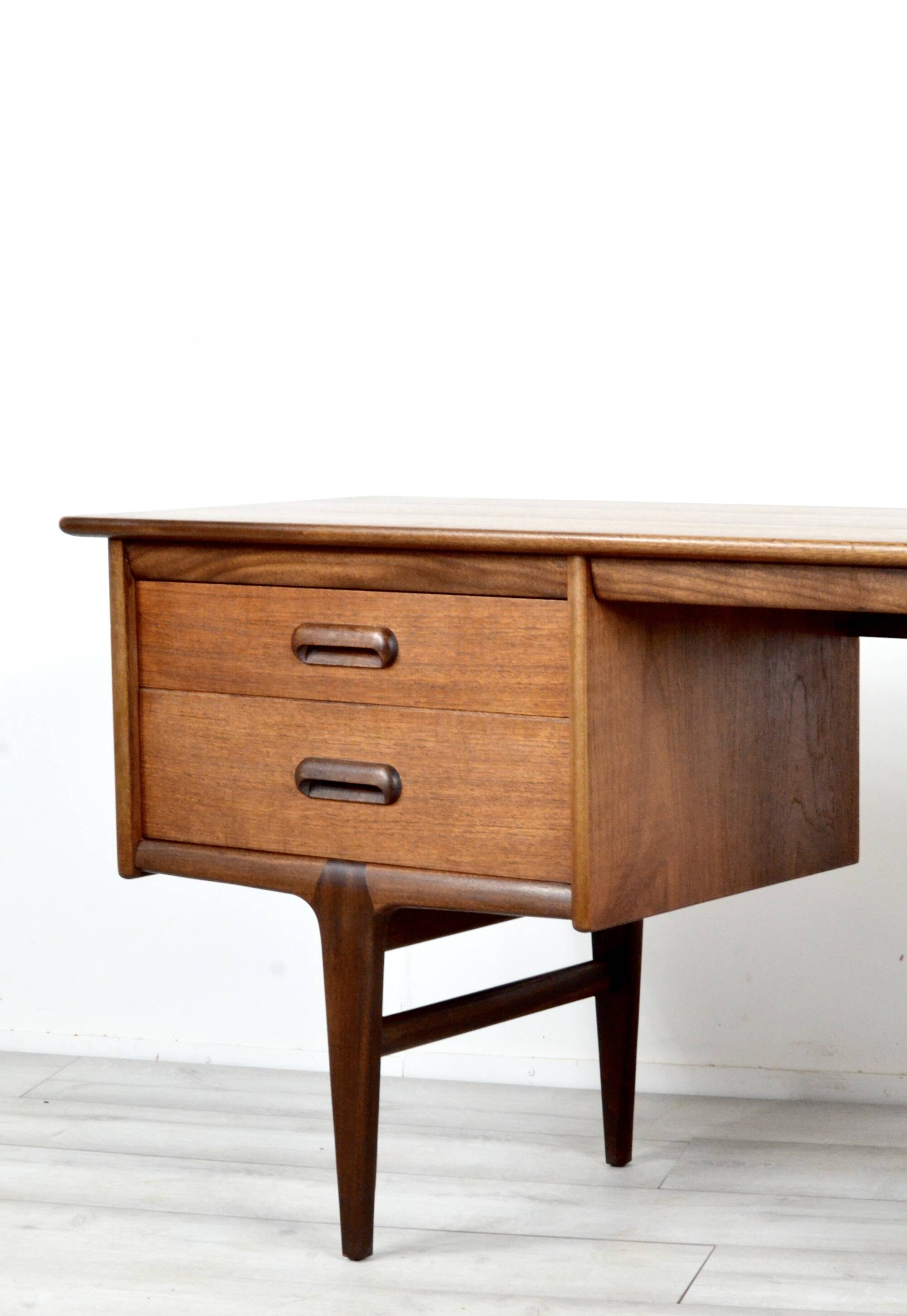 Midcentury Afromosia Desk From A. Younger Designed By John Herbert. Vintage