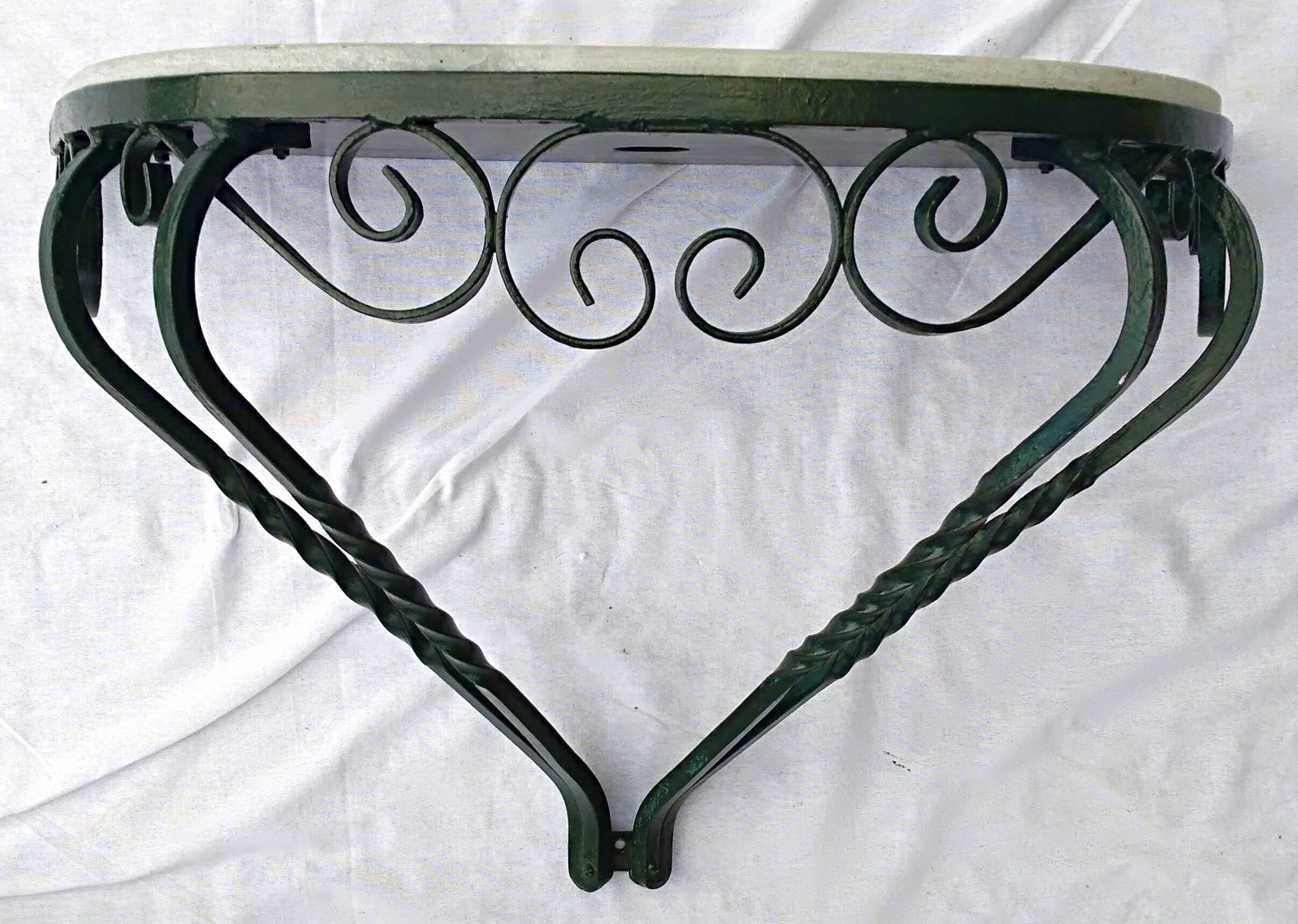 Marble wall console wrought iron structure