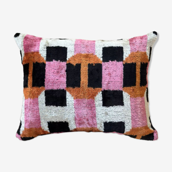 Housse de coussin en velours de soie Ikat