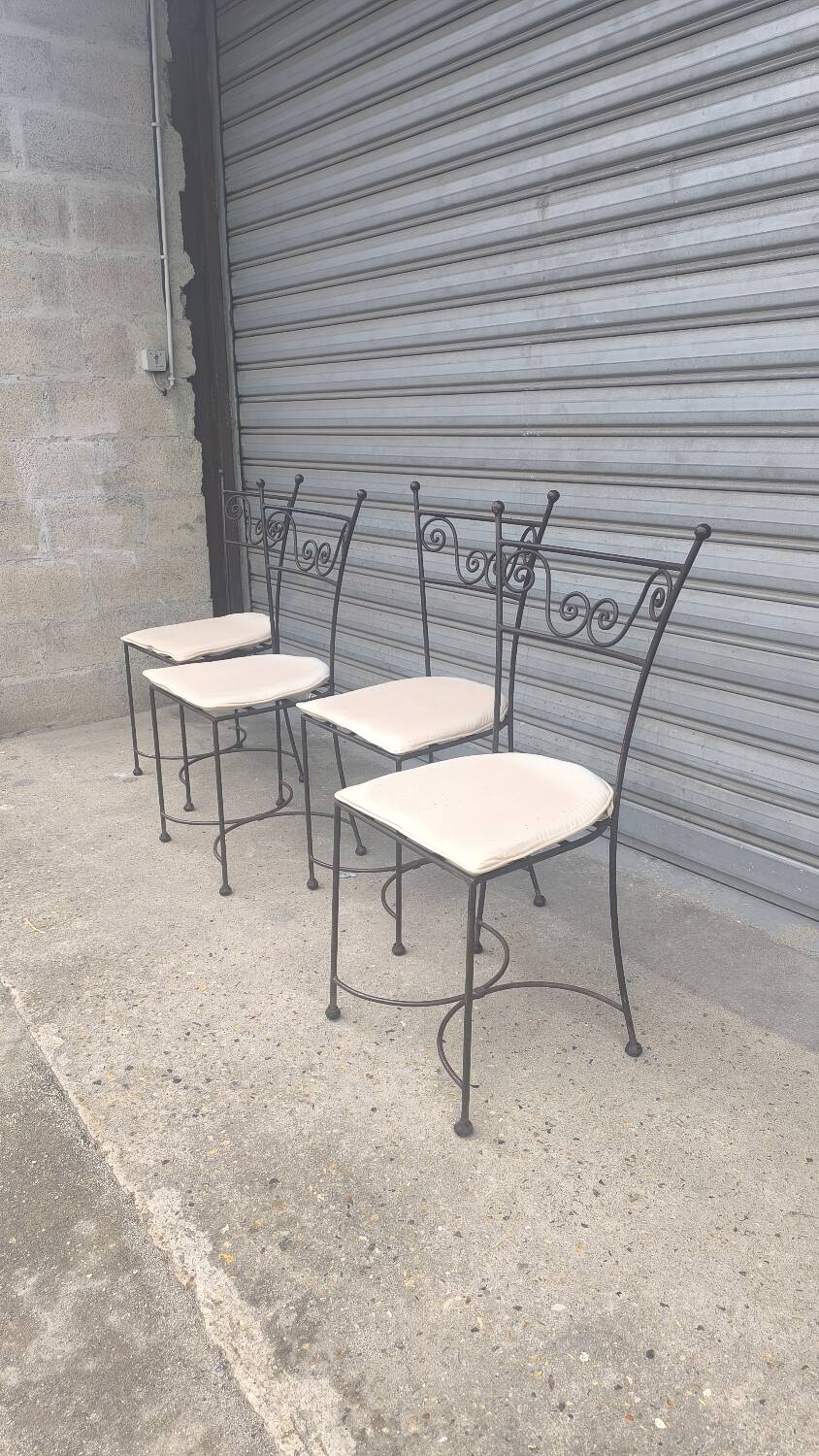 Set of four wrought iron chairs 1960