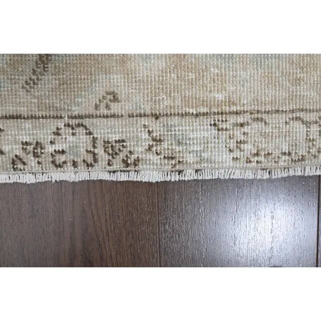1970s Vintage Persian Handmade Wool Cotton Beige Area Rug 285x370