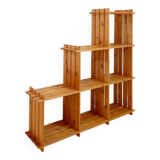 Vintage pine staircase shelf bookcase - Maison Regain style