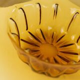 XL Amber Murano Glass Bowl with ribbed pattern, Italy 1920s – decorative fruit bowl, vintage glassware gift