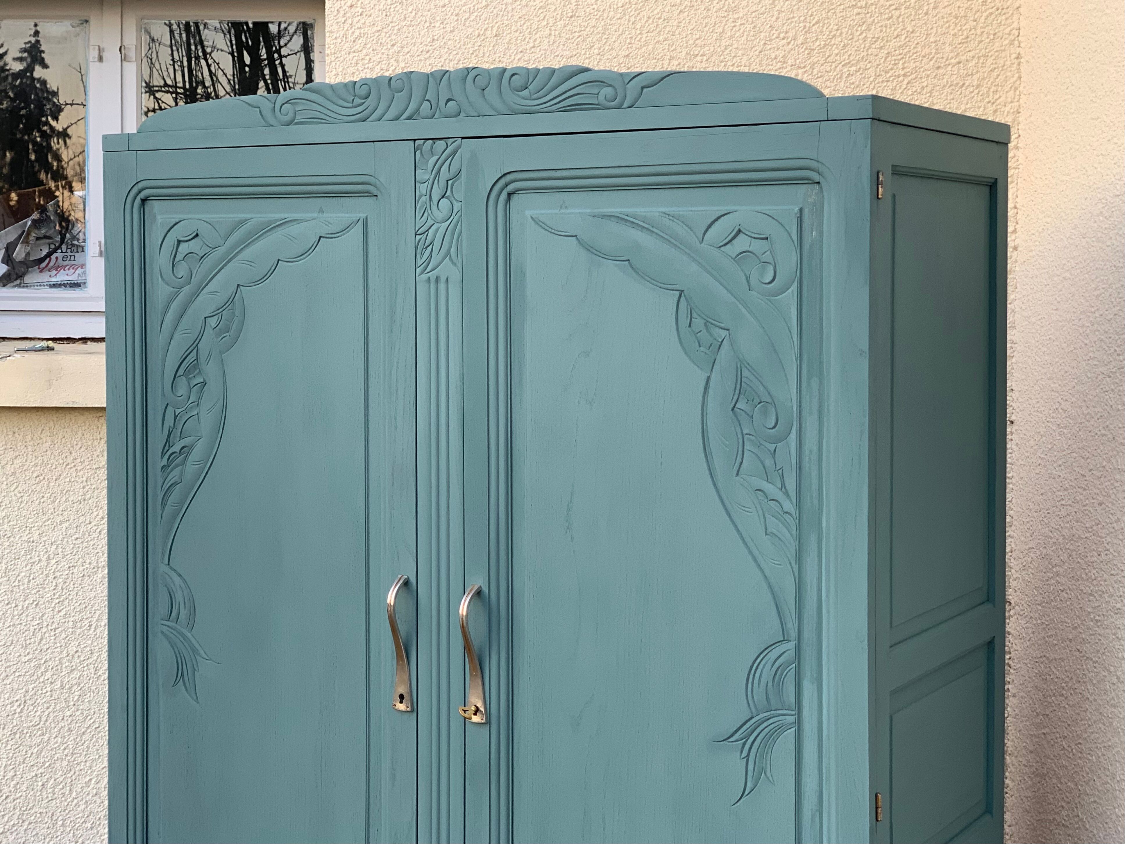Parisian art deco wardrobe blue gray 1930