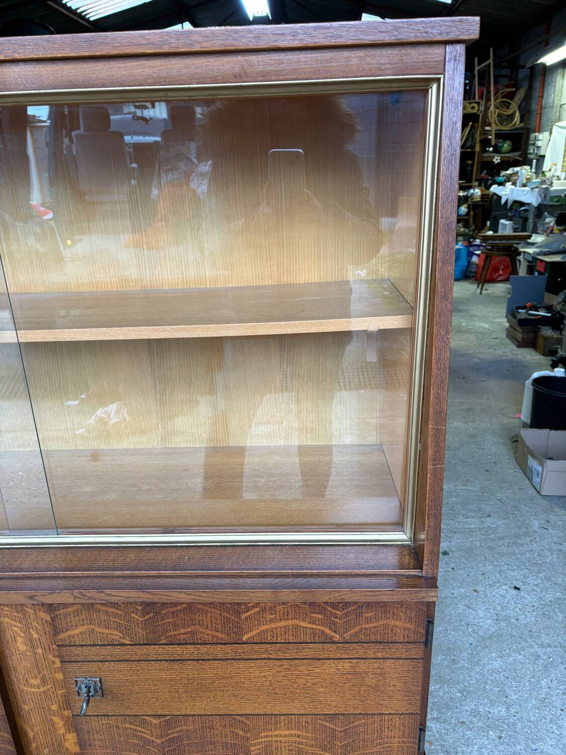Vintage display cabinet compass legs 1950