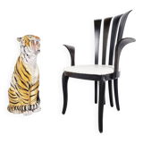 Large ceramic Hand Painted Tiger, 1970's Italy