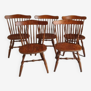 Set of 5 bistro style Windsor chairs