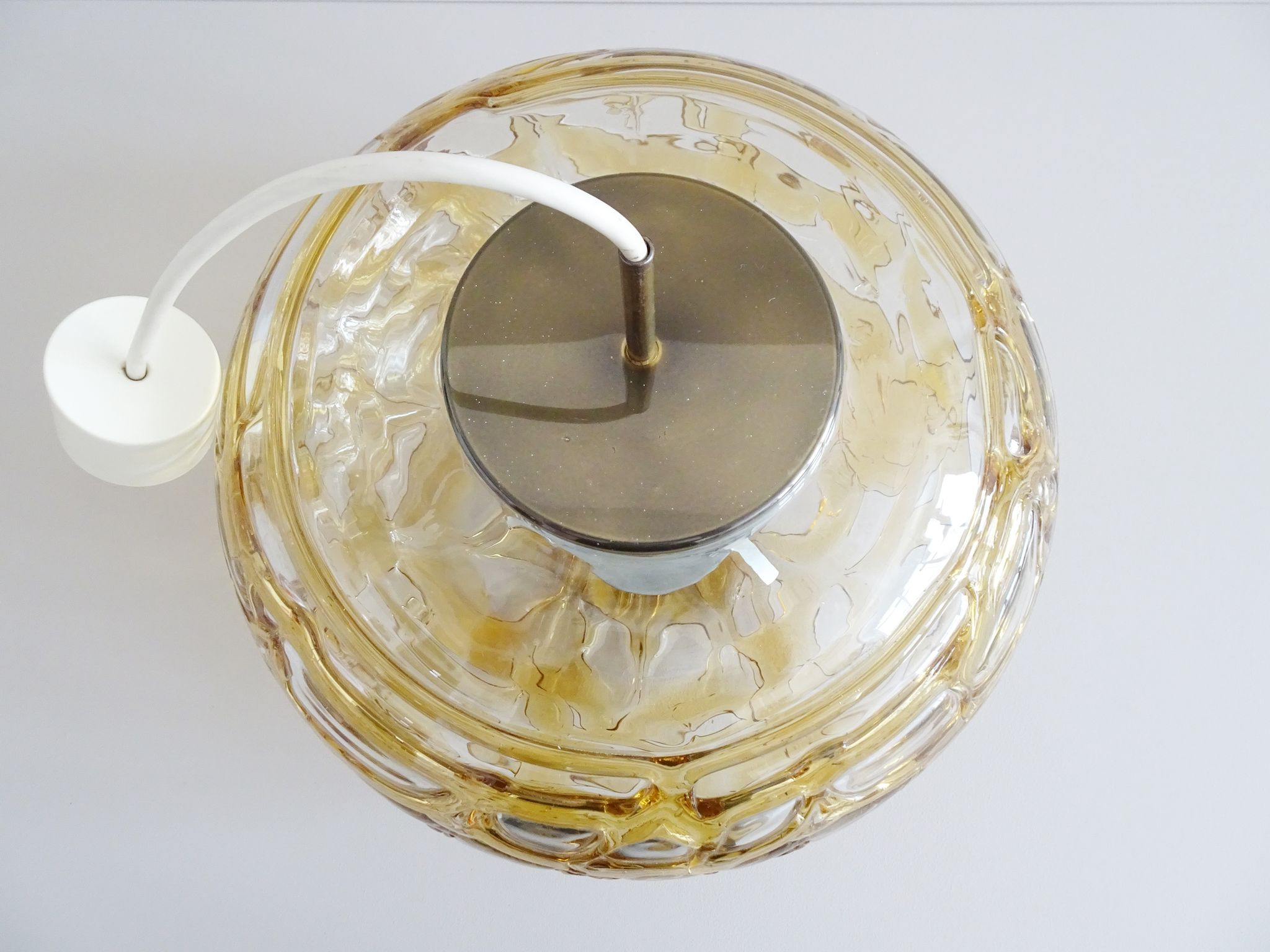 Murano glass pendant lamp by Doria Leuchten, oval amber glass pendant lamp