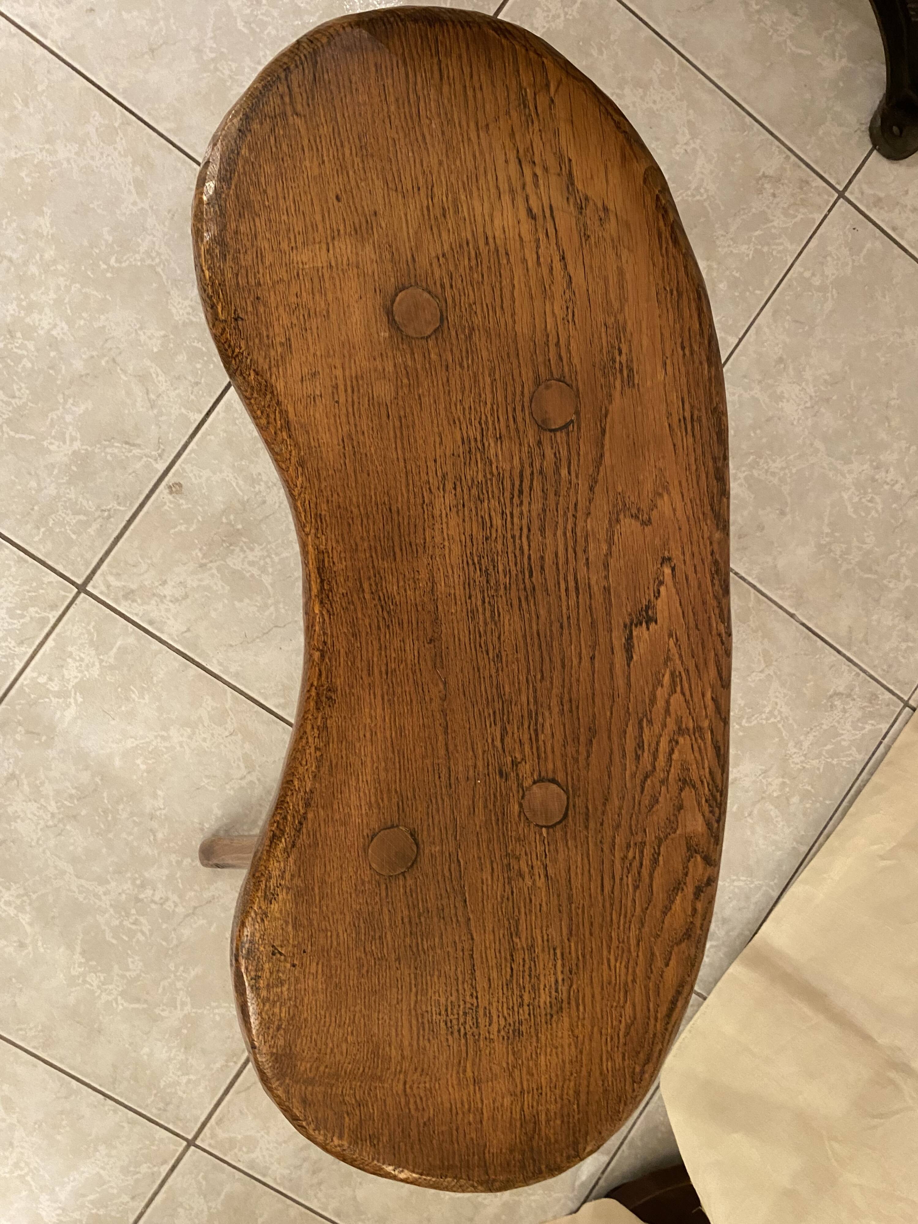 Small brutalist solid wood bench