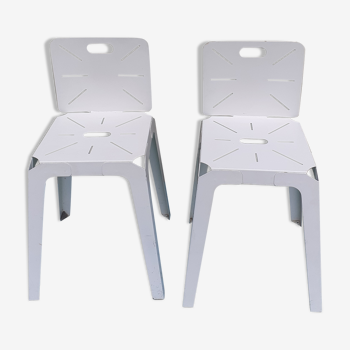 Pair of lacquered sheet metal chairs