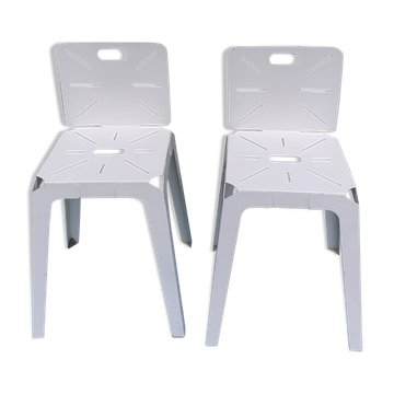 Pair of lacquered sheet metal chairs