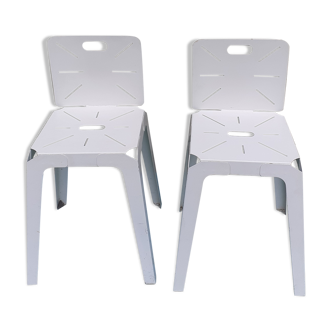 Pair of lacquered sheet metal chairs