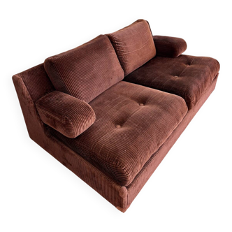 Vintage Leolux brown velvet sofa