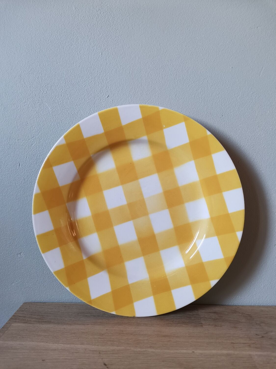 Tasse à Café Vintage Digoin - Motif Écossais Jaune - Occasion En Bon État Général