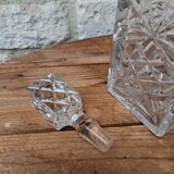 Old square cut crystal carafe with stopper 1l