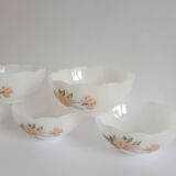Set of 5 ramekins opaline Arcopal France roses 60s vintage