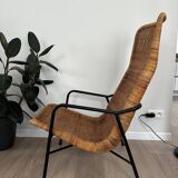 Vintage rattan armchair, model 514A, designer Dirk Van Sliedrecht, 1950s