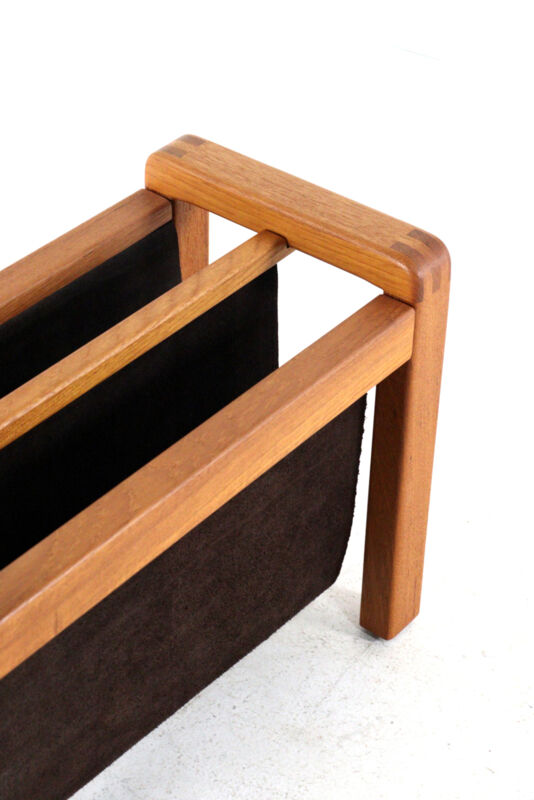 Salling stolefabrik magazine rack with leather in teak