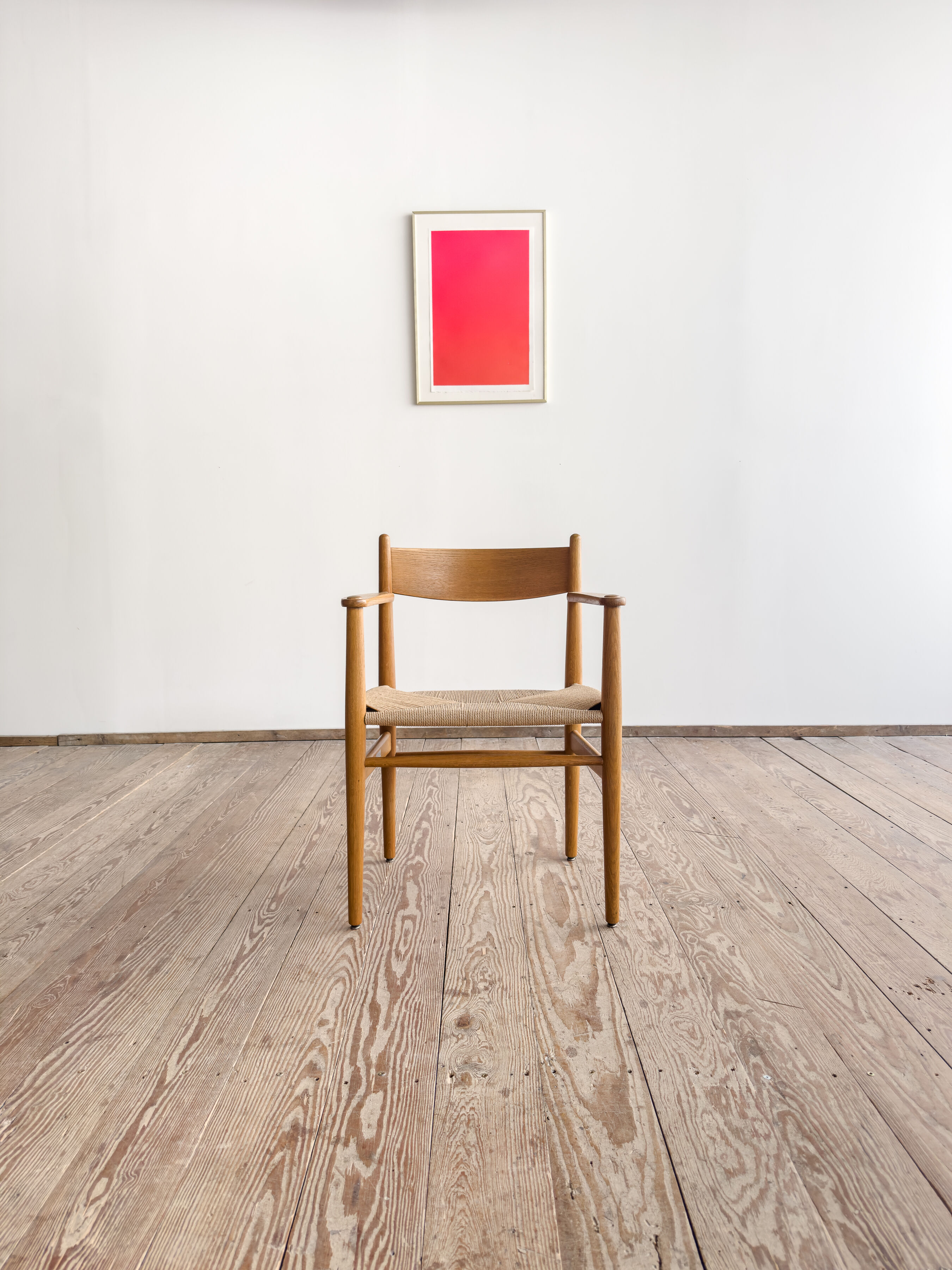 Fauteuil CH37, Hans J. Wegner en chêne avec assise neuve en corde danoise