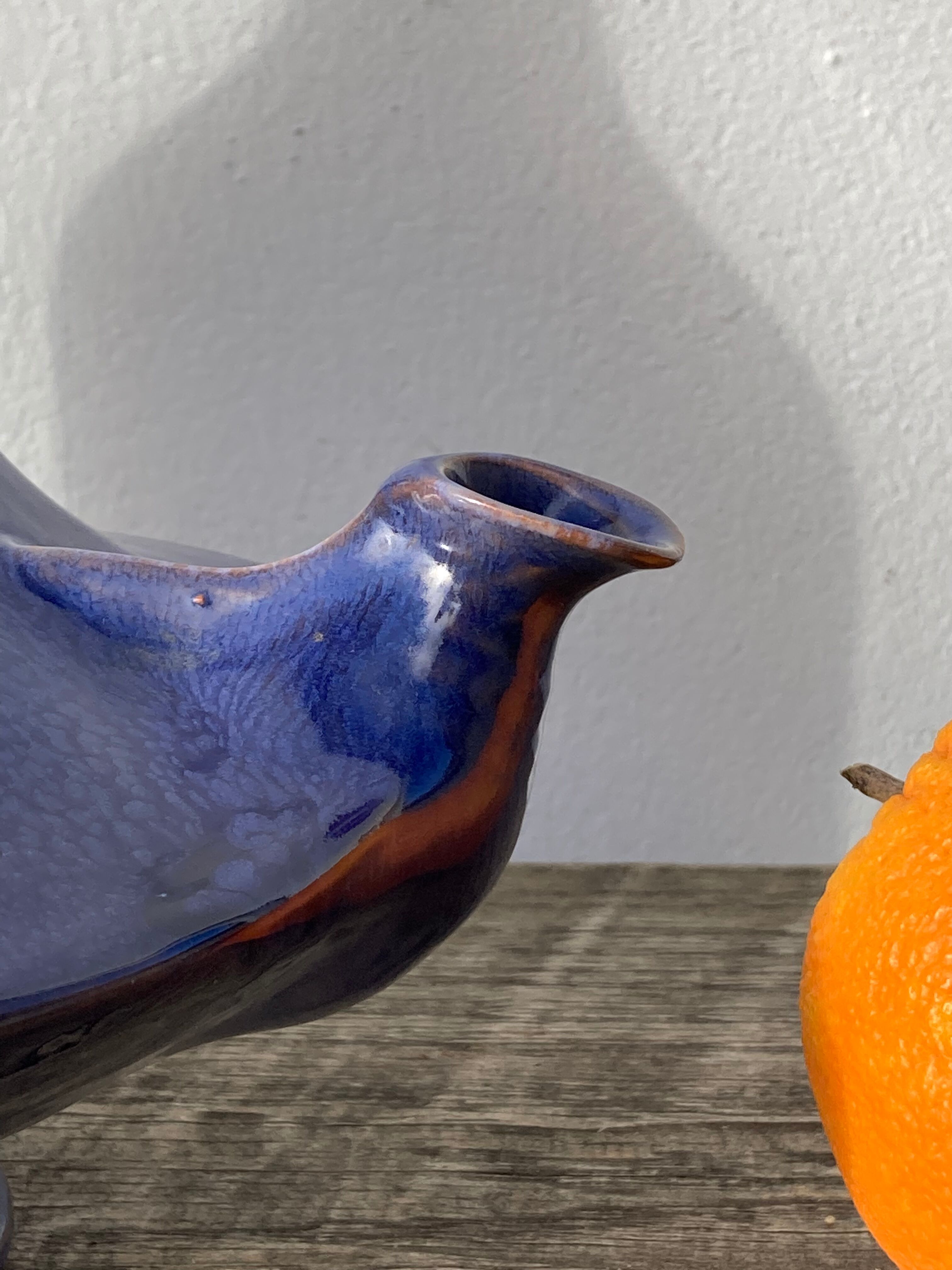 Organic teapot in blue ceramic