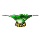 Italian Green Murano Glass and Sterling 925 Silver Vase