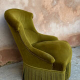 Green velvet toad armchair