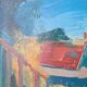 Oil painting on canvas signed Besacier — colourful village landscape