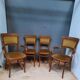 Pair of armchair and chair in curved wood