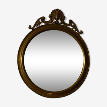 Convex mirror in old brass