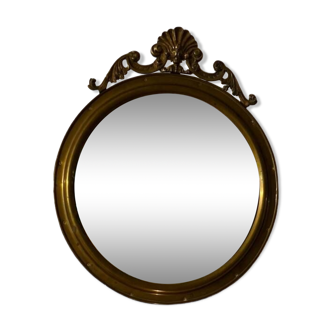 Convex mirror in old brass