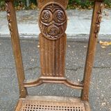 Art Deco lyre chair in solid caned wood