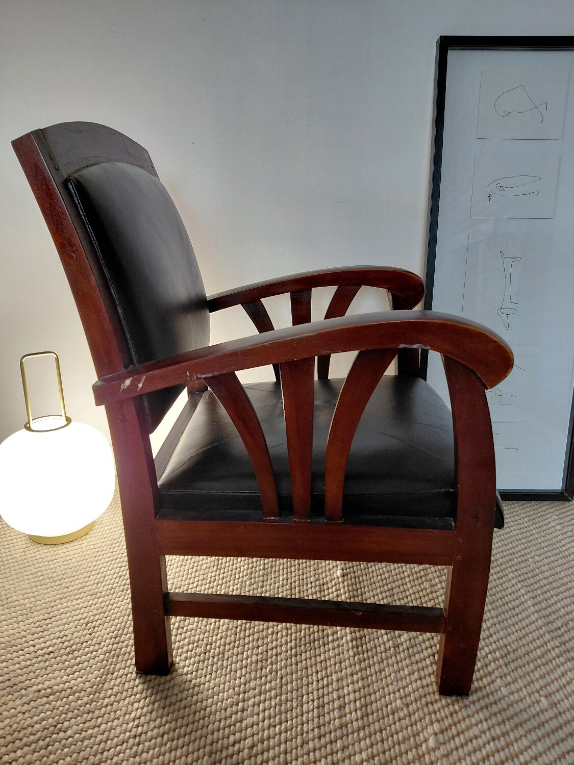 Colonial style wooden armchair