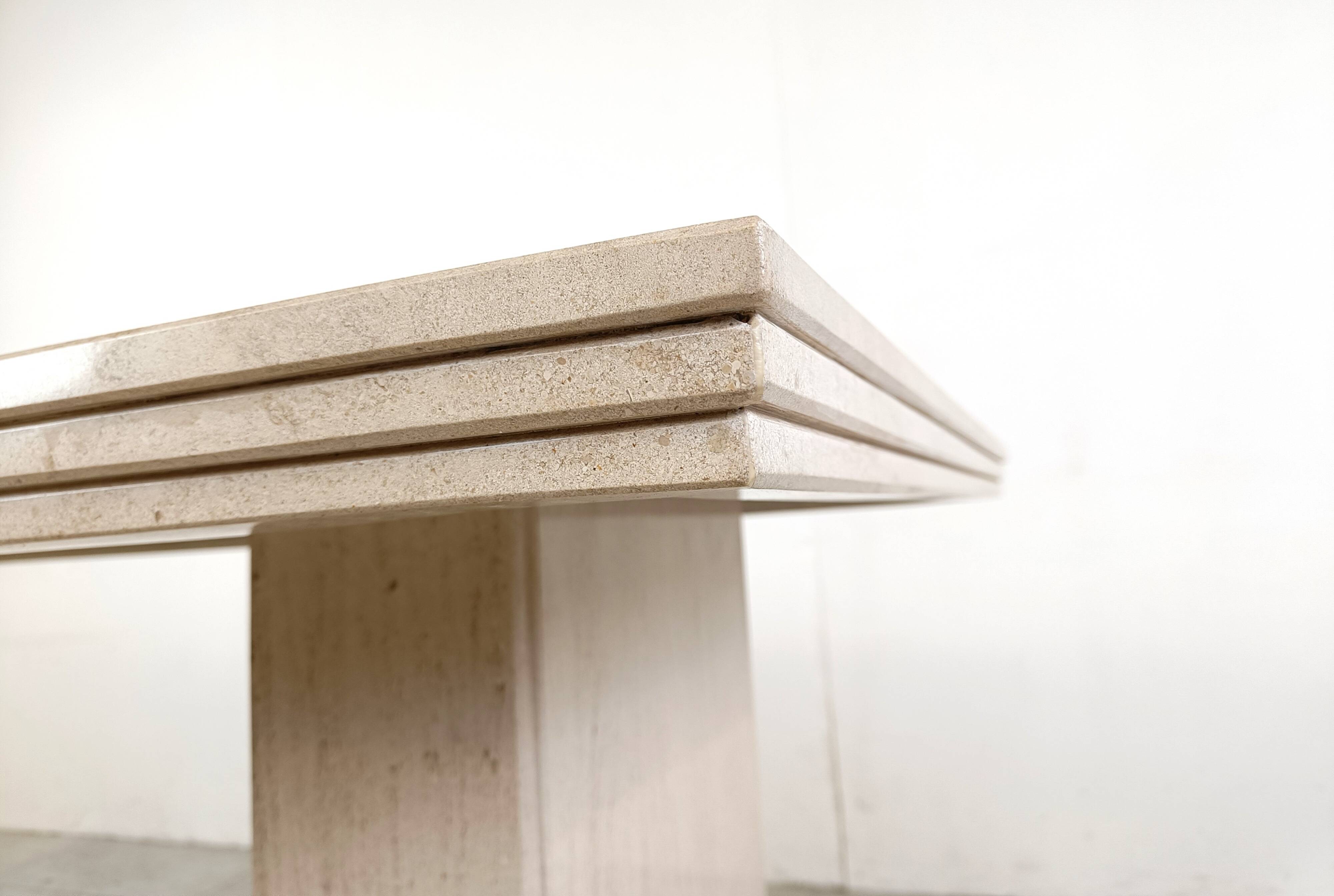 Vintage travertine dining table, 1970s