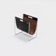 Vintage Brabantia Black Leather & Chrome Magazine Rack 1970s