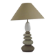 Large vintage table lamp from the 1990s in brown and beige ceramic with a lampshade.