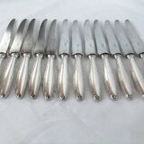 12 Christofle table knives Louis XVI bow ribbon Silver metal punch balance steel blade