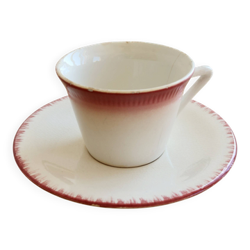 Tasse à café ancienne Longchamp terre de fer avec sous-tasse