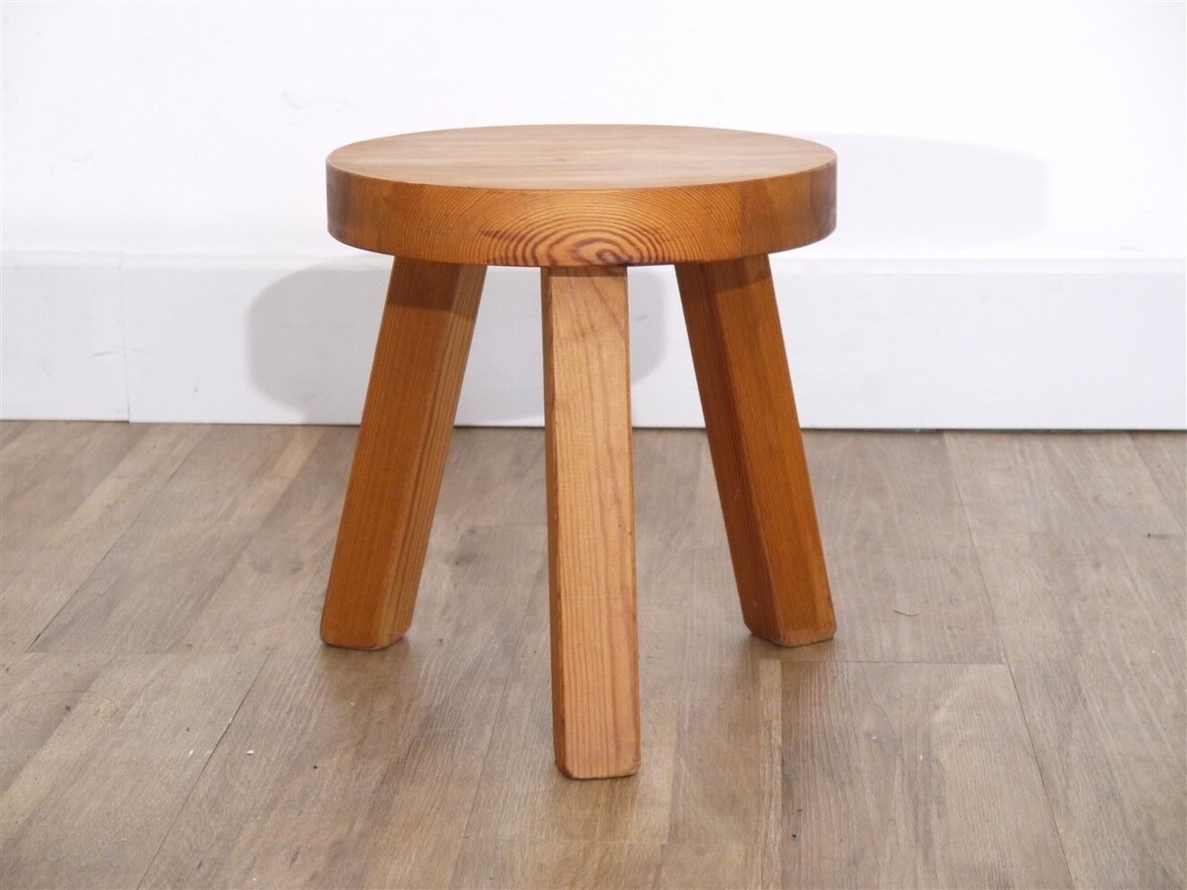 Vintage tripod wooden stool 1970