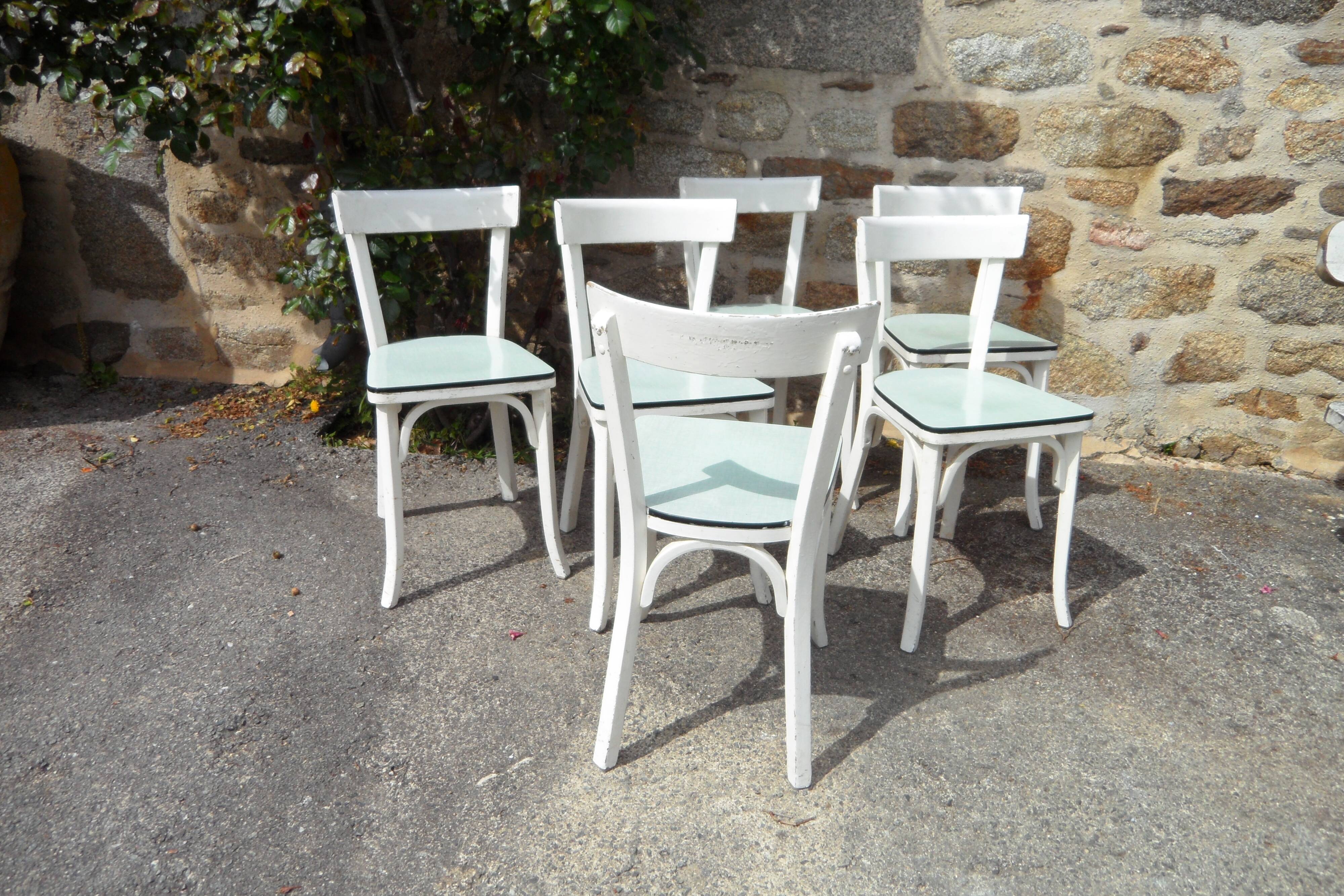 Series of 6 white Baumann Bistro