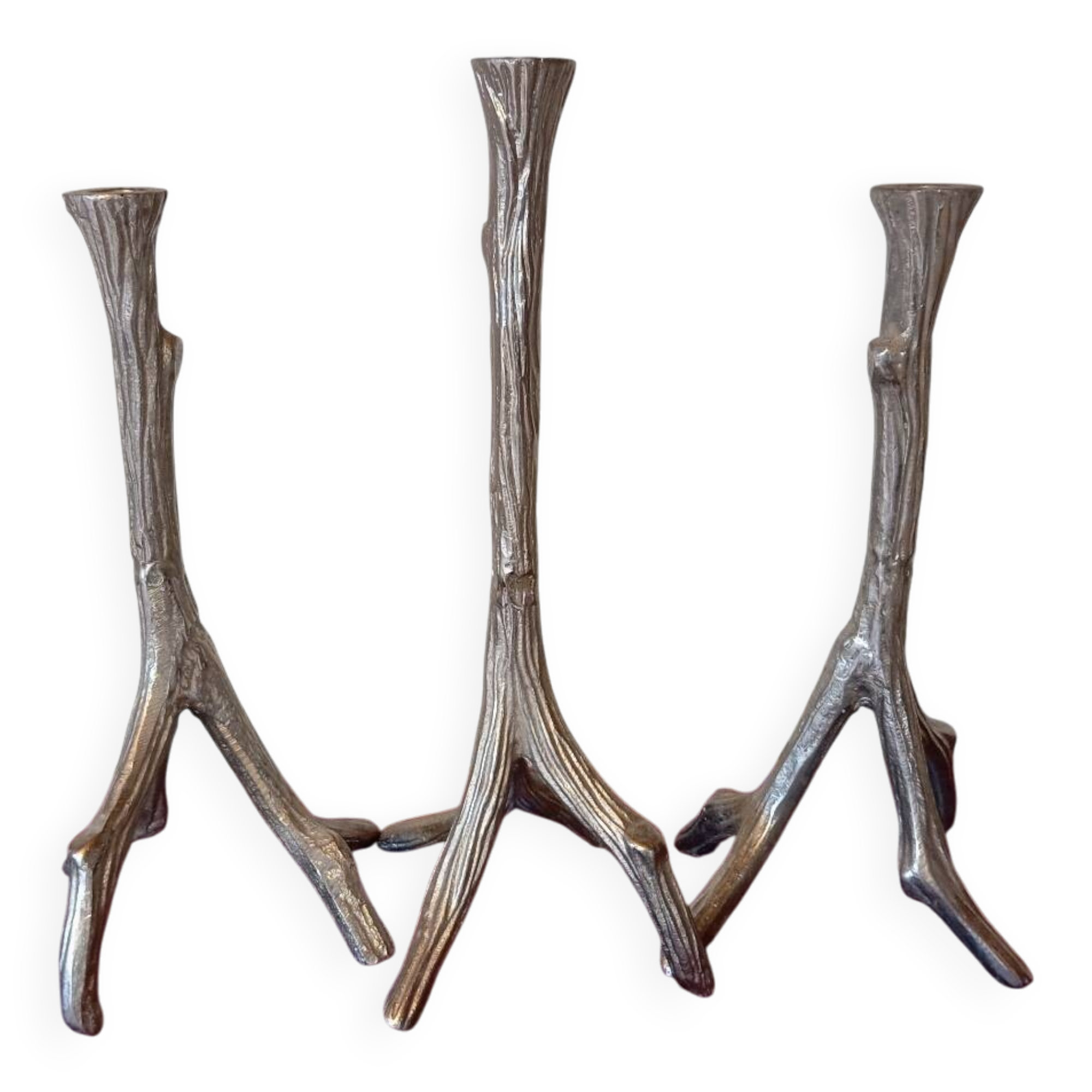 Brutalist "Tree" Candlestick in Cast Aluminum, 1970s