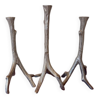 Brutalist "Tree" Candlestick in Cast Aluminum, 1970s