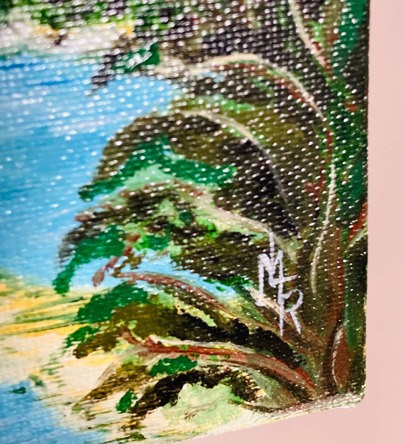 Oil painting on canvas 20th century seascape signed MLR Marie Louise REFALO