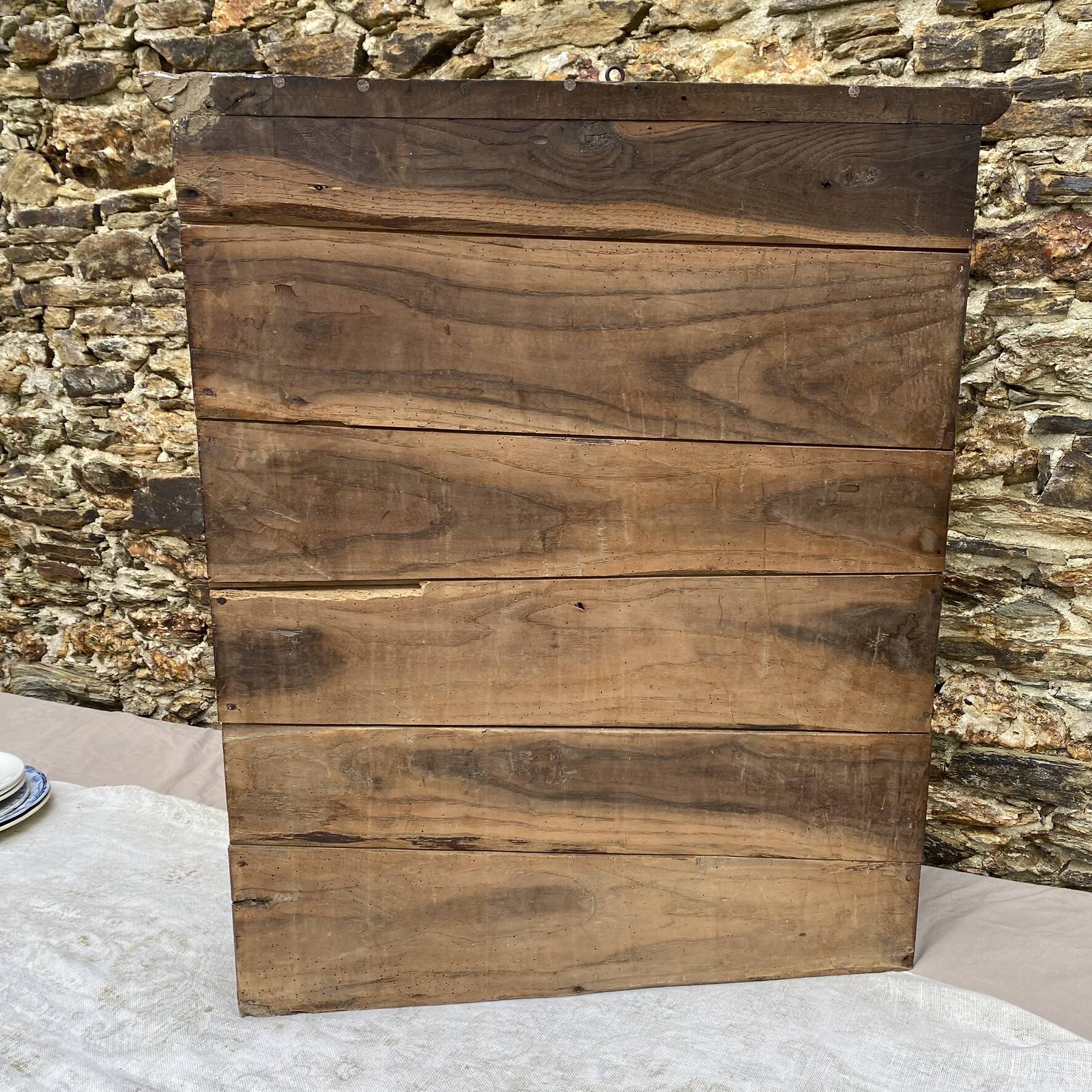 Antique wooden plate rack cupboard.