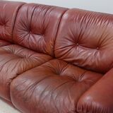 Vintage leather 3 seater sofa Mobil Girgi, 1970s