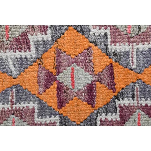 Vintage Turkish Oushak handmade wool cotton orange runner rug 71x202