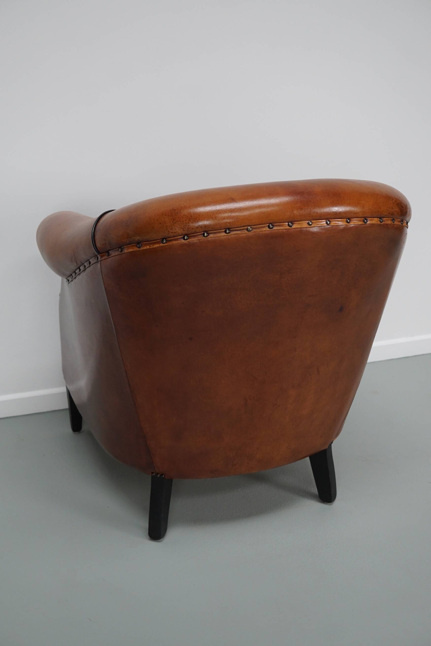Vintage Dutch Cognac Colored Leather Club Chair