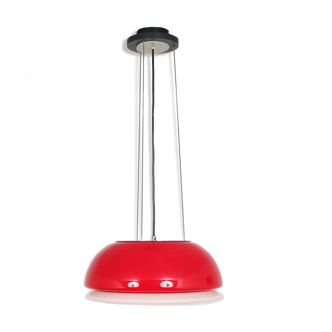 Lampe suspendue en verre rouge des années 1960 d’Italie