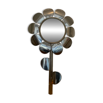 Miroir Sorcière Fleur Chrome Circa 1970