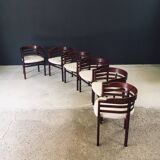 Mid-Century Modern Curved Dining Chairs, Italy, 1970s, Set of 6